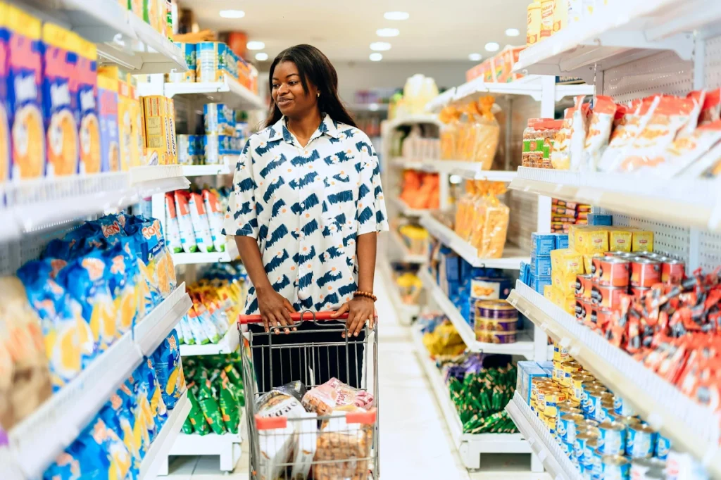 A woman shopping in a supermarket
