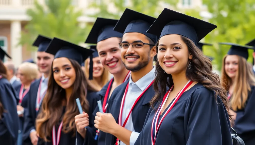 A group of students celebrating their graduation